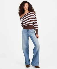 Pink Rose Juniors' Off-The-Shoulder Dropped-Sleeve Sweater