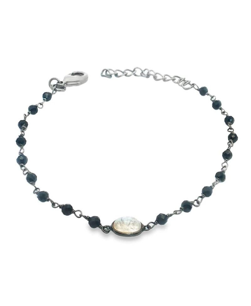 Adornia Fine Moonstone and Black Spinel Rosary Bracelet