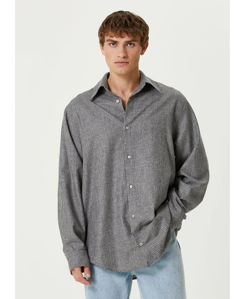 Pcfg Men's Wool-Cashmere Blend Striped Long-Sleeve Shirt