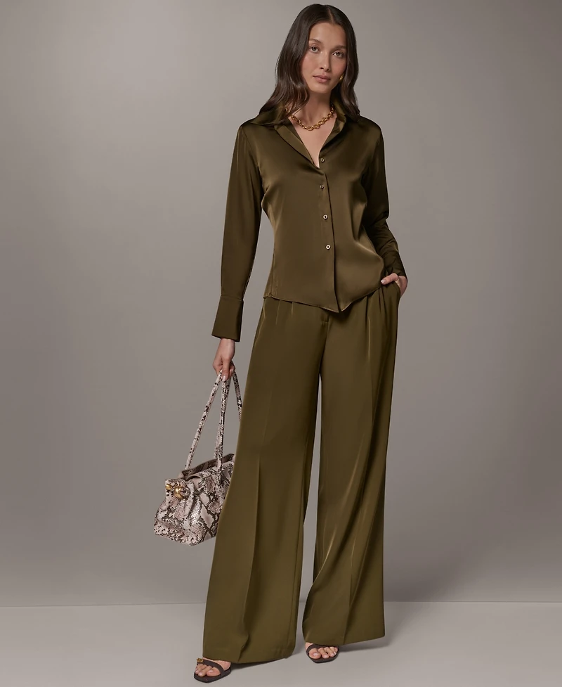 Donna Karan New York Petite Collared Button-Up Blouse