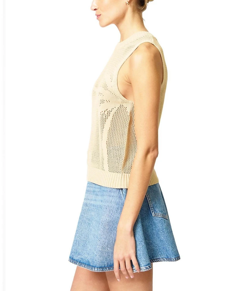 Central Park West Women's Eden Palm Tree Mesh Shell