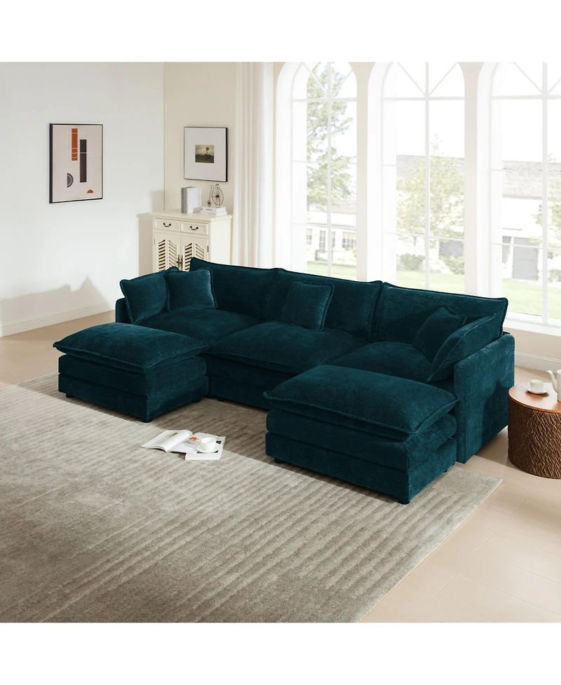 Boyel Living Sectional Sofa with Reversible Footrest, Convertible Couch 2 Ottomans, Modern Minimalist and for Room