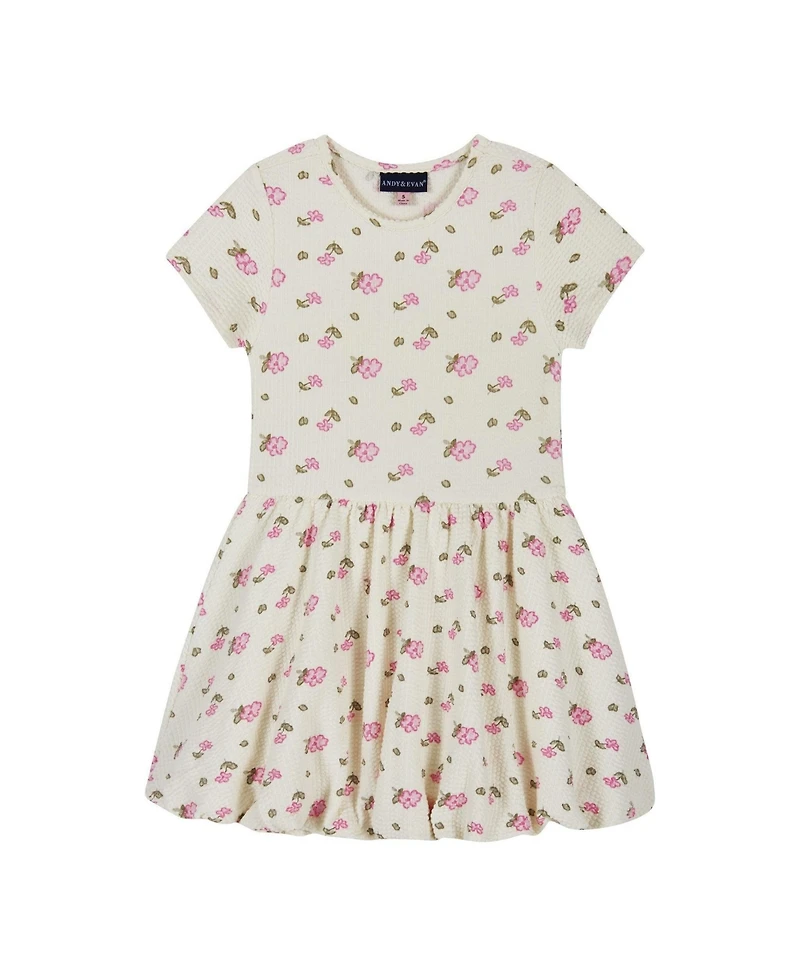 Andy & Evan Toddler Girls Blush Floral Knit Seersucker Bubble Dress