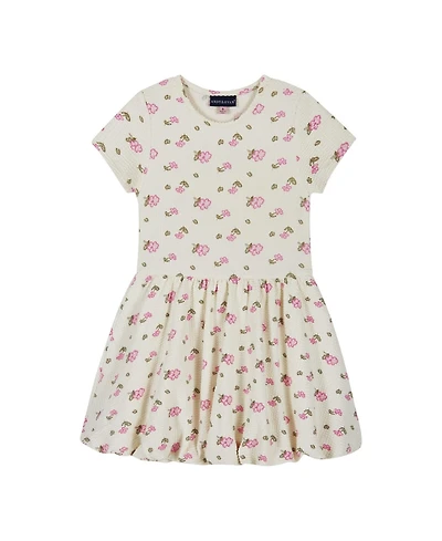 Andy & Evan Toddler Girls Blush Floral Knit Seersucker Bubble Dress