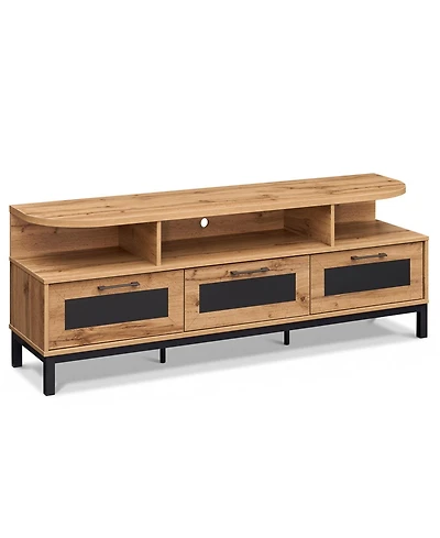 Slickblue Modern Tv Stand with 3 Drawers and Open Shelves