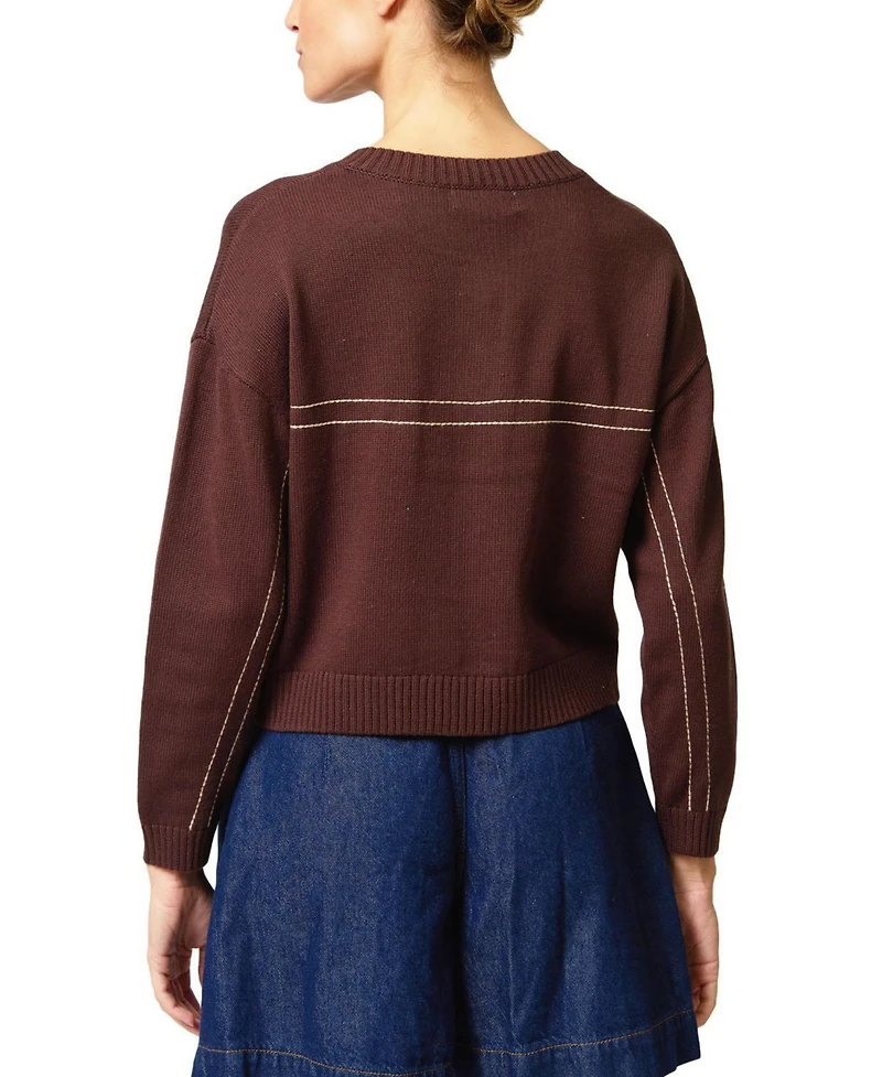 Central Park West Women's Dean Topstitch Sweater