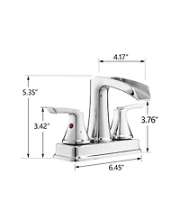 Busdays 2 Handle Chrome Waterfall Bathroom Faucet 4 Inch Centerset 360 Swivel Spout for 3 Hole Sink with Pop Up Drain