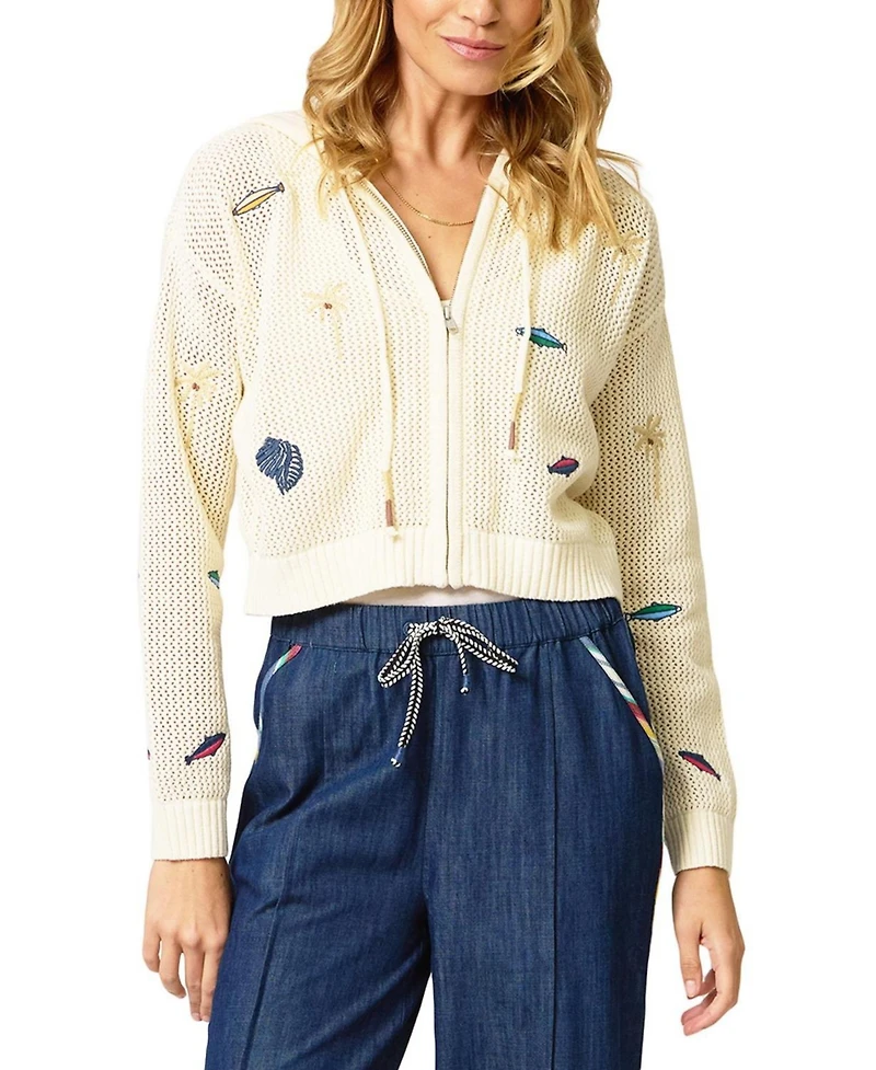 Central Park West Women's Eden Palm Tree Mesh Cardigan