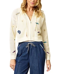 Central Park West Women's Eden Palm Tree Mesh Cardigan