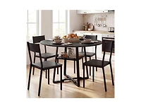 Slickblue Modern Round Dining Table 4-6 Seater with Storage Shelf Metal Base