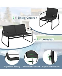 Costway Piece Patio Furniture Set Fabric Lawn Chairs and Loveseat with Coffee Table