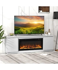 Slickblue Modern Tv Stand with Fireplace and 3 Adjustable Storage Shelves