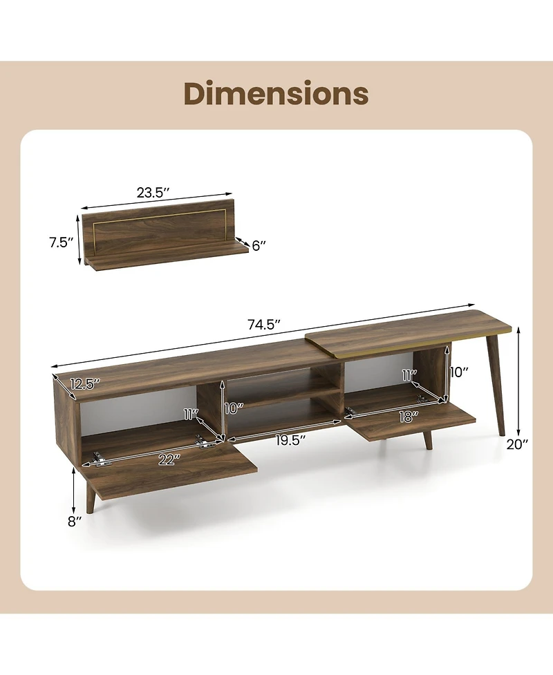 Slickblue Modern Entertainment Center for 85 Inch TVs with Open Compartments
