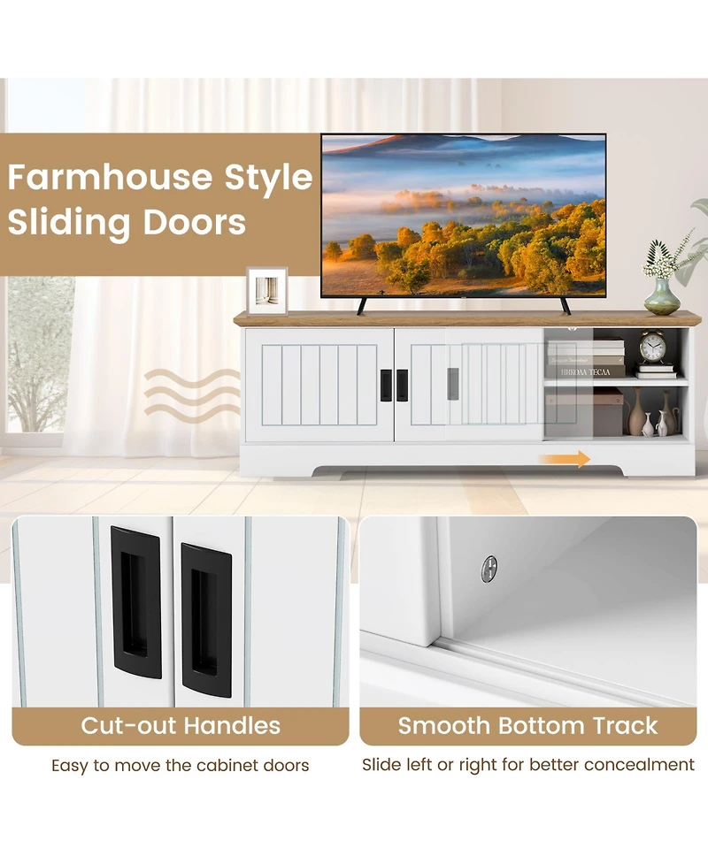 Slickblue Tv Stand for TVs up to 65 Inch with Sliding Doors and Storage Cabinets