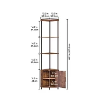 Sugift 5 Tier Corner Shelf with Led Light 65.4 Inch Tall Corner Bookshelf