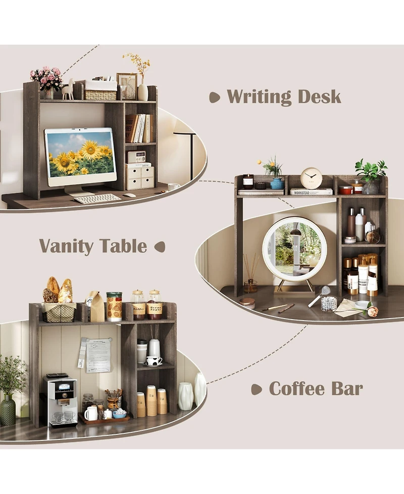 Sugift 3-Tier Multipurpose Desk Bookshelf with 4 Shelves