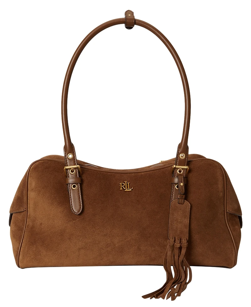 Lauren Ralph Lauren Marcy Zipper Leather Large Satchel Handbag