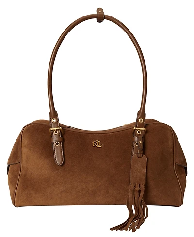 Lauren Ralph Lauren Marcy Zipper Leather Large Satchel Handbag