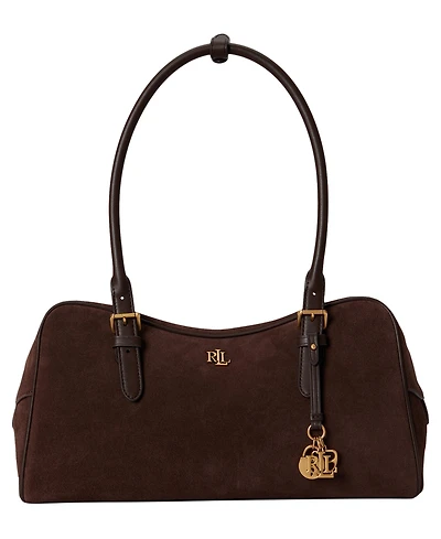 Lauren Ralph Lauren Marcy Zipper Leather Charms Large Satchel Handbag