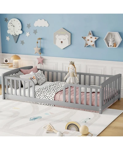 Rainsken Floor Bed with Rails, Montessori Floor Bed, Central Entrance