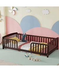 Rainsken Floor Bed with Rails, Montessori Bed, Central Entrance