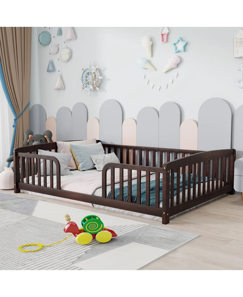 Rainsken Floor Bed with Rails, Montessori Bed, Central Entrance