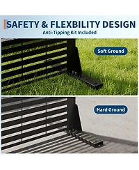 6x4FT Outdoor Metal Privacy Screen, Louvered Decorative Fence, Steel Garden Partition with Hooks and Ground Anchors