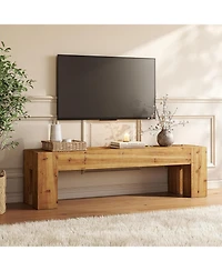 Tribesigns Solid Wood Tv Stand, 63" Rustic Extra Long Heavy Duty Media Tv Consoles Table with Sturdy Frame for Living Room