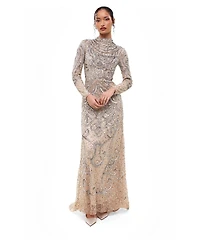 Maryisa Women's Modest Cowl Embellished Sequins Maxi Dress