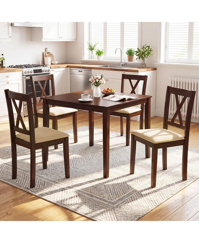 Slickblue Square Farmhouse Dining Table for 4 People, Kitchen and Dining Use
