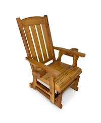Mega Casa Solid Fir Wood Patio Glider for One Person, with High Back and Deep Contoured Seat