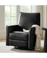 Hulala Home Jerseyville Transitional Leather Swivel Rocker Manual Recliner
