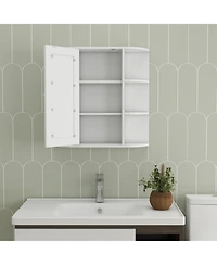 Midola Bathroom Medicine Cabinet with Mirror, Wall Mounted Bathroom Cabinet with Mirror Door, 6 Open Shelves,3 Adjustable Shelves for Bathroom