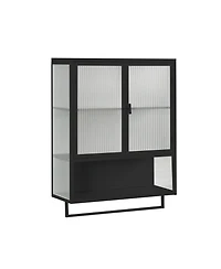 Phying 23.62 Inch Modern Wall Mounted Cabinet with Two-Tier Enclosed Storage and Towel Rack Multipurpose Organizer