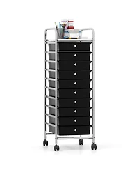 Slickblue Rolling Organizer Cart with 10 Drawers, Metal Frame and Universal Wheels