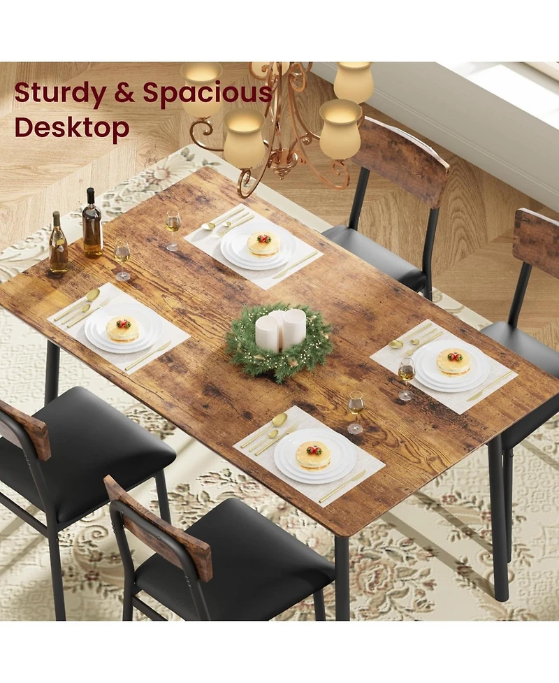 gaomon Kitchen Dining Table Set for 4 with 4 Upholstered Chairs for Dining, Kitchen Room, Apartment