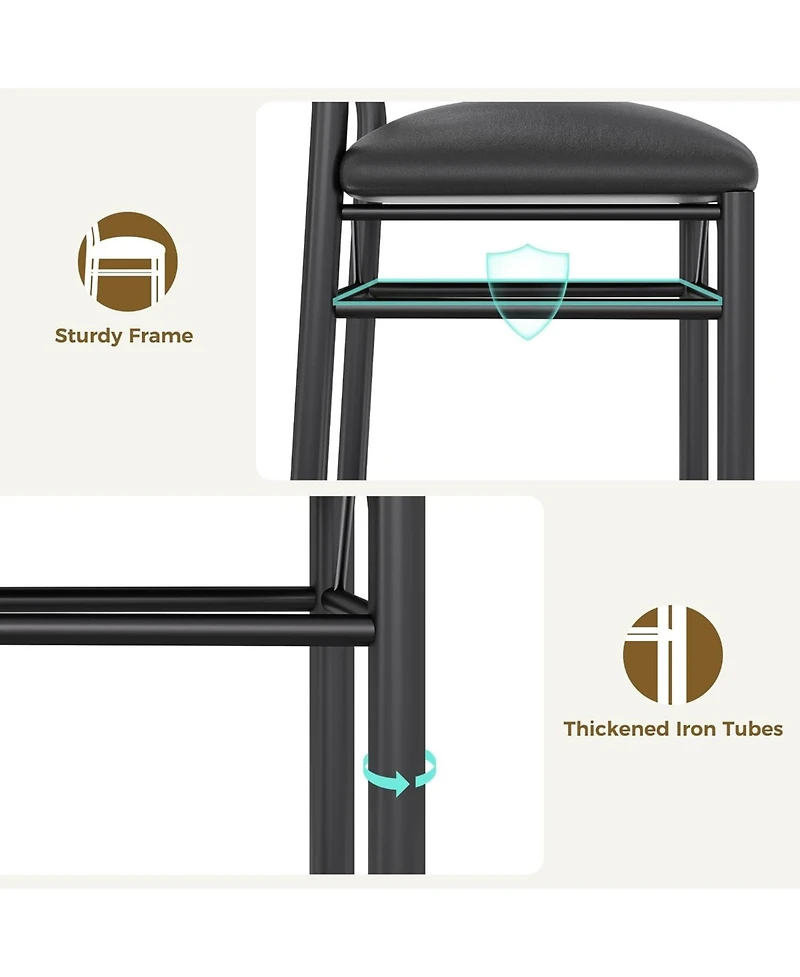 homfan 5-Piece Round Dining Set for 4 Sturdy Wooden Table and 4 Upholstered Chairs, Space-Saving Design for Apartments and Small Dining Rooms