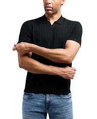 Xray Men's Johnny Collar Textured Rib Rows Sweater Polo