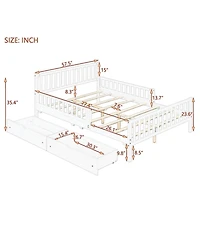 Rainsken Simple Wood Platform Bed with Guardrails on Both Sides and Two Storage Drawers