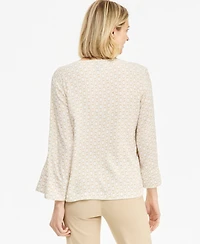 Jm Collection Petite Vertical Chain Top V-Neck Bell Sleeve Blouse, Macy's Exclusive