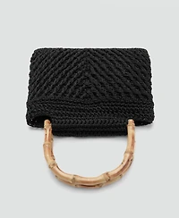 Mango Women's Bamboo Handle Handbag