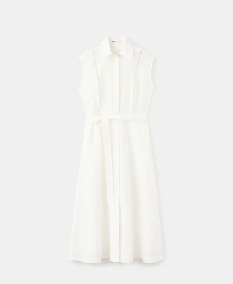 Mango Women's Bow Linen Shirt Dress
