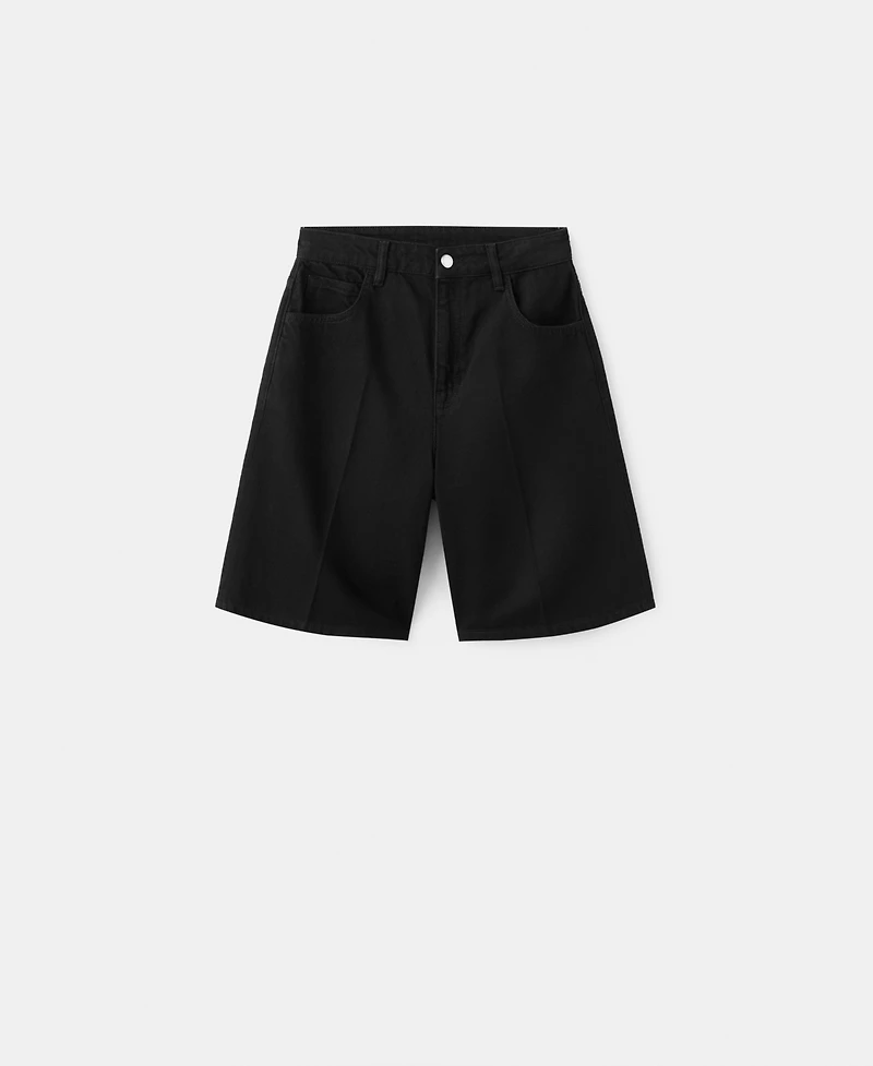 Mango Women's High-Waist Straight-Fit Denim Shorts