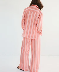 Mango Women's Striped Linen-Lyocell-Blend Shirt