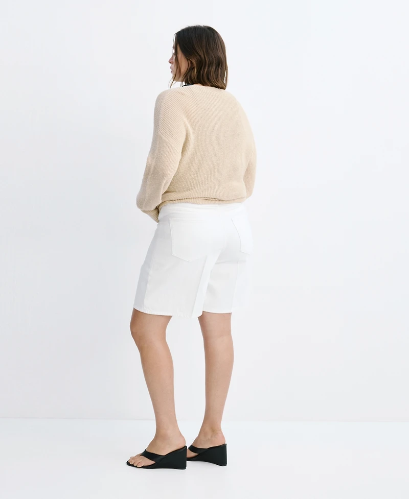 Mango Women's Straight-Fit Denim Bermuda Shorts