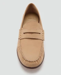 Mango Women's Nubuck Leather Mask Moccasins