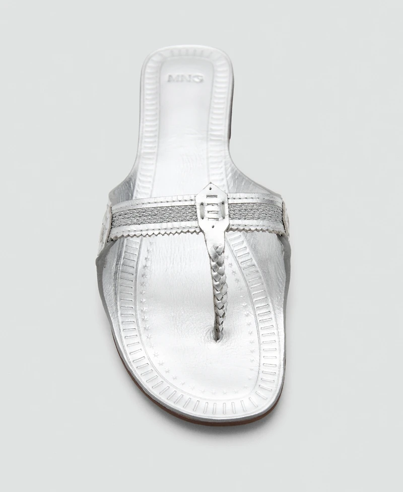 Mango Women's Metallic Leather Sandals