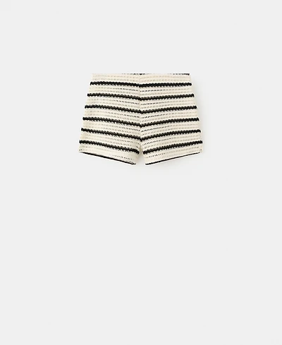Mango Women's Striped Crochet Shorts