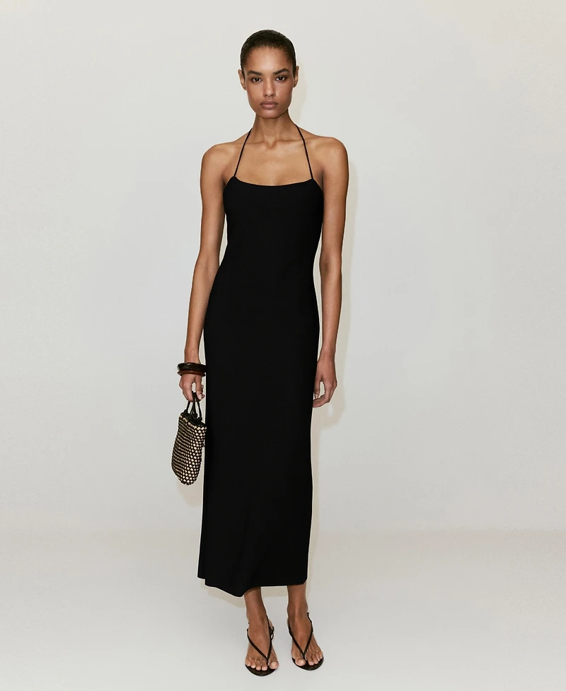 Mango Women's Fitted Halter-Neck Dress