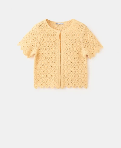 Mango Women's Scalloped Open-Knit Cardigan